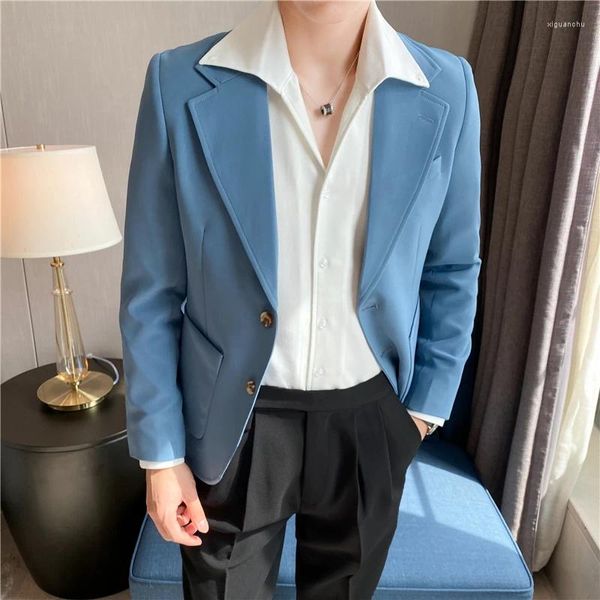 Costumes pour hommes 2023 Haute qualité coréenne Slim Fit Blazer Vestes Hommes Vêtements Simple Deux Boutons Business Formel Wear Casual Suit Manteaux 3XL-S