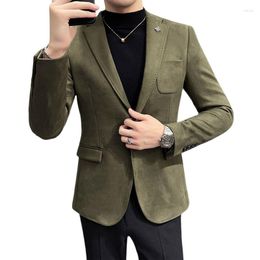 Trajes de hombre 2023 estilo coreano traje de ocio de gamuza sintética para hombres con ribete de piel y tela suave al tacto talla asiática M-4XL chaqueta Blaze