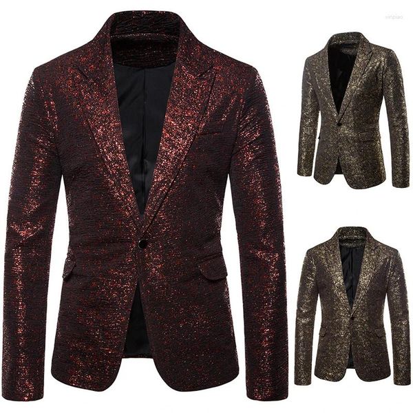 Costumes pour hommes 2023 Derniers blazers brillants bordeaux Slim Fit Graduation Party Vestes de bal pour hommes Night Club Stage Costume Tops Robe Tuxedo