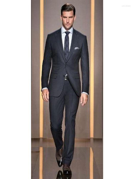 Costumes pour hommes 2023 dernières conceptions de pantalons de manteau noir costume de mariage formel pour hommes sur mesure marié Blazer smoking Slim Fit 2 pièces Ternos