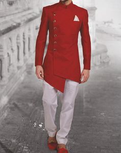 Trajes de hombre 2023, último diseño, traje largo para hombre, vestido de novio de boda, chaqueta roja para fumar, pantalones, Terno Masculino