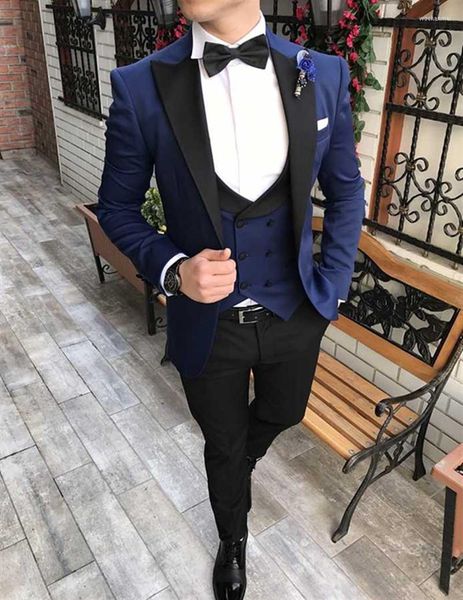 Trajes para hombres 2023 Últimos diseños Clásico para hombres Azul marino para novio de boda Esmoquin Slim Fit Terno Masculino Fiesta de graduación Hombre 3 piezas