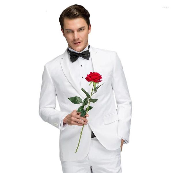 Costumes pour hommes 2023 dernière Europe à la mode marié blanc Slim Fit costume de mariage ensemble haute qualité laine avec pantalon messieurs marque Costume
