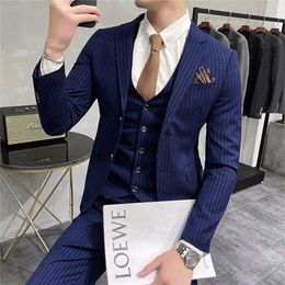 Costumes pour hommes 2023 luxe 3 pièces mode automne/hiver coupe ajustée affaires formel damier ensemble bureau travail fête Banquet bal marié