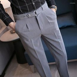 Trajes para hombres 2023 Lujo Rectos Negocios Casual Hombres Pantalones Diseñador Primavera Verano Elegante Masculino Ocio Tobillo Longitud Pantalones formales A203