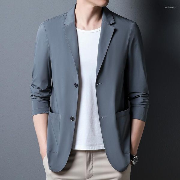 Costumes pour hommes 2023 hommes d'affaires loisirs léger sans repassage mode haut couleur unie Version coréenne de lumière luxe beau Blazer