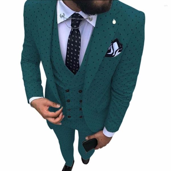 Trajes para hombres 2023 Traje de punto Poika para hombres 3 piezas Últimos diseños de pantalones de abrigo Muesca Solapa Esmoquin Padrinos de boda para boda / fiesta (Chaleco Blazer