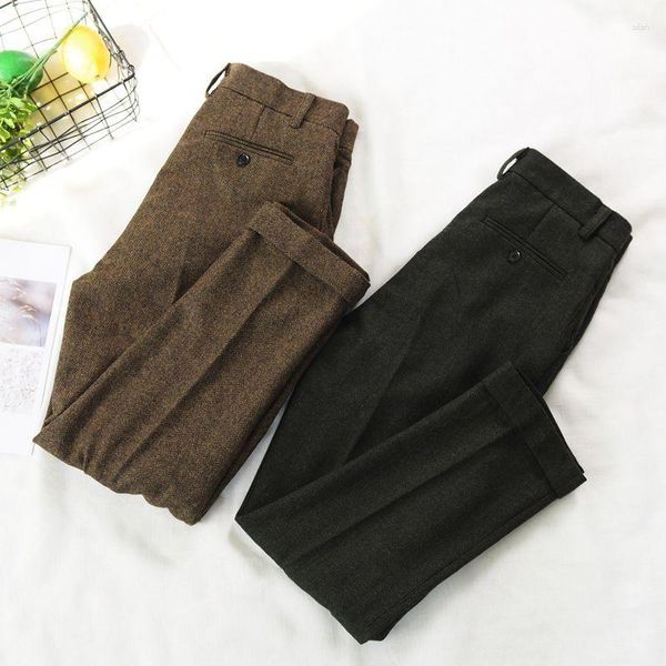 Trajes para hombres 2023 Hombres Otoño Invierno Retro Lana Negocios Casual Pantalones Hombre Ropa formal Traje Pantalones Lana Tweed Recto H366