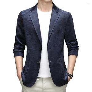 Costumes pour hommes 2023 Hommes Bleu Velours Côtelé Blazer Slim Fit Printemps Et Automne Manteau Casual Mode Bureau D'affaires Un Bouton Hommes Costume Veste Blazers