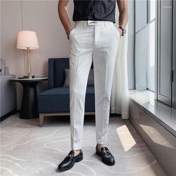 Costumes pour hommes 2023 hommes affaires pantalons habillés Style coréen mince bureau social costume pantalon décontracté Streetwear noir blanc vêtements 29-36