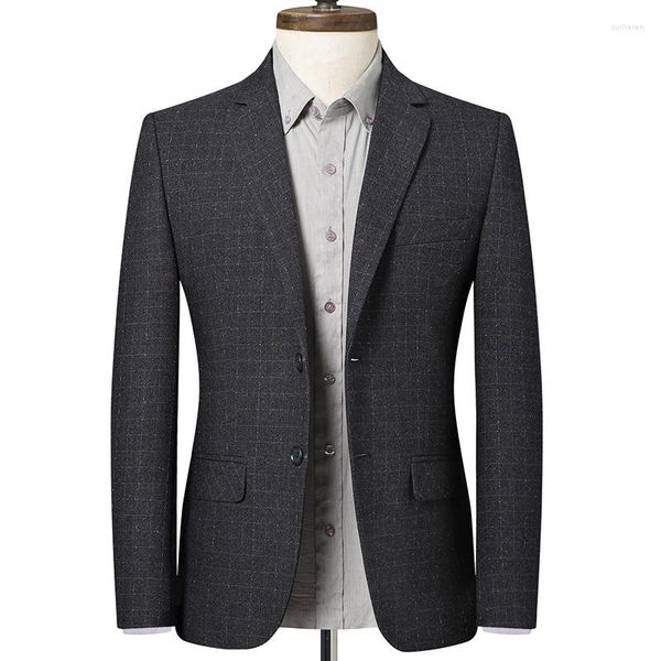 Trajes de hombre 2023 hombres gris oscuro boda Blazers Slim Fit abrigo hombre negocios Casual Formal fiesta vestido chaqueta