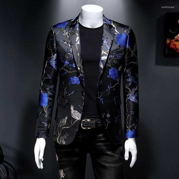 Trajes para hombre 2023, traje de boda para novio para hombre, Blazer con estampado de entramado, chaqueta masculina ajustada para escenario de primavera, chaqueta informal plateada