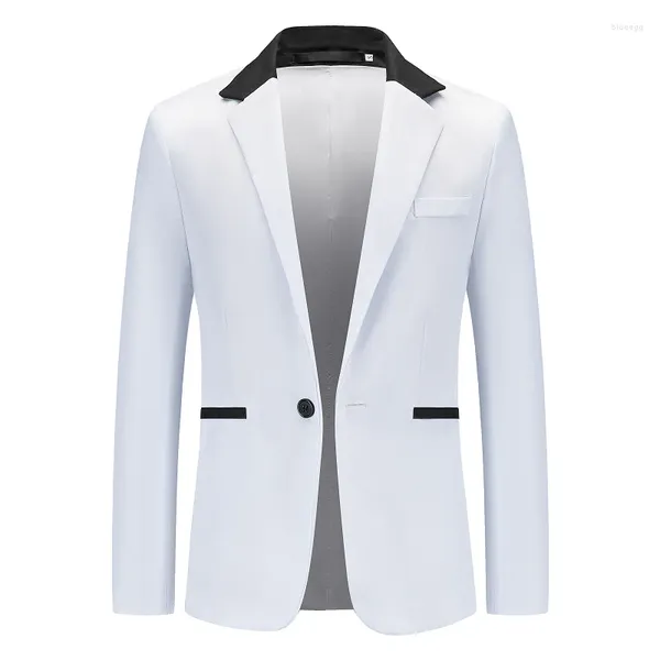 Costumes pour hommes 2023 Hommes Costume Vestes Blazer Manteau Slim Fit Smart Casual Printemps Mince Mode Vêtements Asiatique Simple Boutonnage Coréen Noir