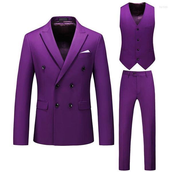 Trajes para hombre 2023, traje para hombre, chaqueta blanca, chaleco, pantalones, tres piezas para boda, Blazer negro con solapa en pico, traje de negocios de verano ajustado para hombre