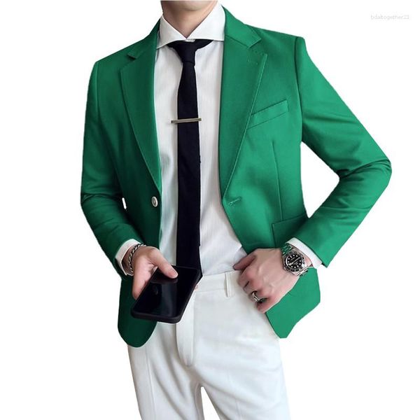 Trajes para hombre 2023 Nwe Men Pure Color Business Twill Suit Jacket Black / Green White Fashion Wedding Ball Party Dress Slim Fit Coat