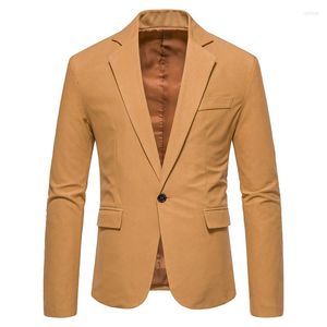 Trajes para hombre 2023, chaqueta de un botón para hombre, chaqueta deportiva ligera informal de primavera, abrigo de moda con solapa de muesca, chaqueta ajustada para fiesta para hombre