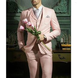 Herenpakken 2023 Pink Heren Casual Boutique Business Solid Color Bread Wedding Formele Blazers Dress Trajes de Hombre Modernos Para Bodas