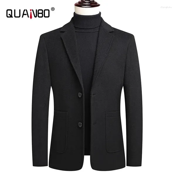 Trajes para hombres 2023 Primavera y otoño Hombres Blazer Chaqueta Moda de mediana edad Negocios Casual Doble botonadura Abrigos de lana lisa