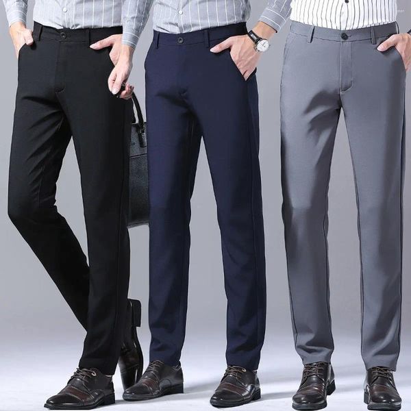 Costumes pour hommes 2023 printemps automne costume décontracté pantalon hommes solide pleine longueur pantalon couleur mâle droit homme bureau pantalon d'affaires A56