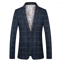 Herenpakken 2023 Spring herfst check ontwerp blazer mannen mode stylist jas pak jas casual chaqueta traje hombre