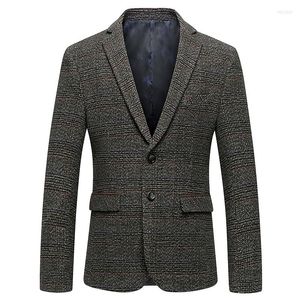 Herenpakken 2023 lente Britse stijl slanke fit blazers klassieke zakelijke jas blazer mannen casual mannelijke wollen pak herenstreep