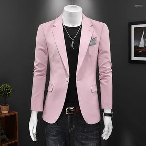 Herenpakken 2023 Spring Casual Pak Heren Hands Pink Jacket Business Professional Wear Banquet Party Coat Full Size S-5XL