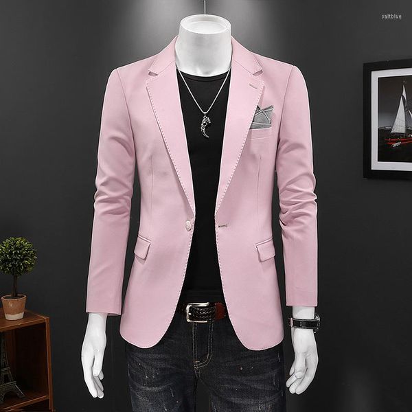 Costumes pour hommes 2023 printemps costume décontracté hommes beau rose veste affaires tenue professionnelle Banquet fête manteau pleine taille S-5XL