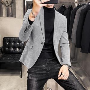 Trajes de hombre 2023 primavera de alta calidad de algodón de negocios Blazers/hombre Slim Fit traje de ocio chaquetas ropa a cuadros de talla grande S-3XL