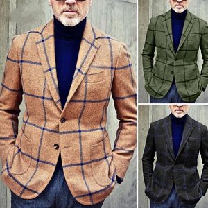 Herenpakken 2023 Spring heren pak jas leger groene kraag single breasted mannelijke herenbedrijf Jackets smart casual