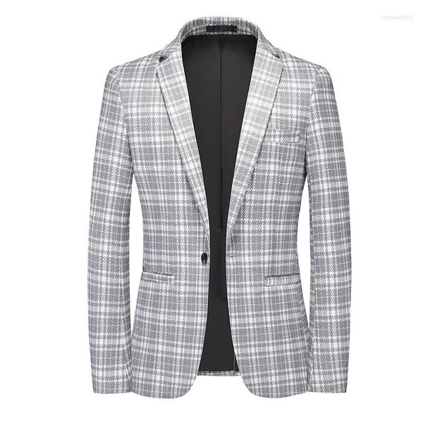 Trajes de hombre 2023 primavera chaqueta Blazer para hombre de alta calidad Casual traje de un botón moda coreana Slim Fit vestido de banquete abrigo 6XL