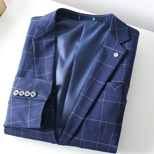 Costumes pour hommes 2023 printemps Plaid couleur correspondant Gentleman ton atmosphère Simple affaires loisirs costume