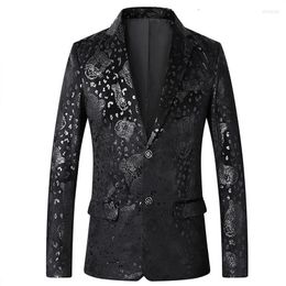 Costumes pour hommes 2023 printemps mince imprimé léopard vestes de costume marque hommes Blazer mode à manches longues un bouton veste grande taille 5XL200M