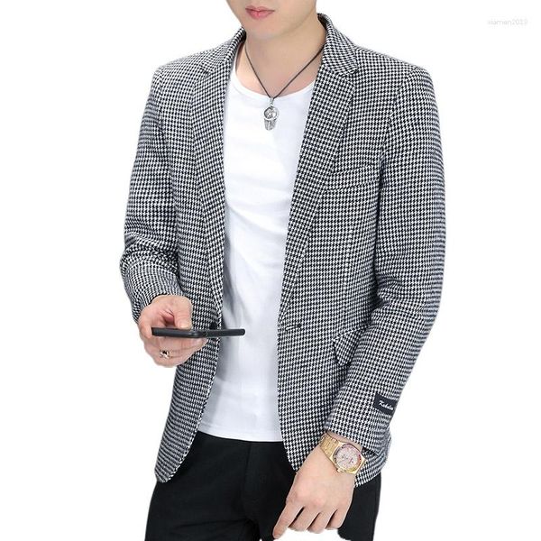 Trajes para hombres 2023 traje hombre mil pájaros comprobar versión coreana de la tendencia abrigo pequeño guapo casual solo oeste