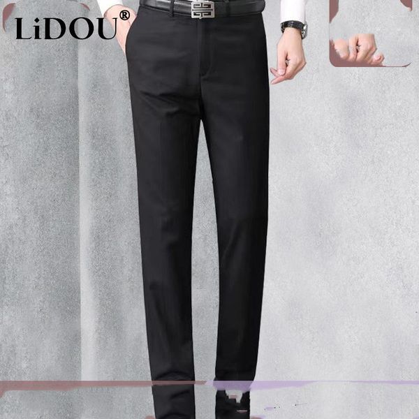 Costumes pour hommes 2023 été angleterre couleur unie loisirs affaires tout-match costume pantalon homme fermeture éclair poche mode confortable pantalon droit