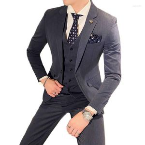 Costumes pour hommes 2023Veste Gilet Pantalon La poussée principale Style coréen Slim Suit Casual Business Three-piece Jacket