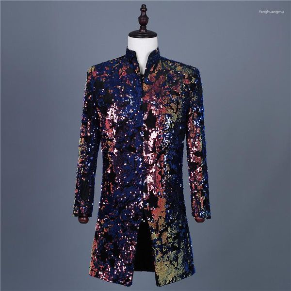 Trajes masculinos 2023 Men Floral Blue Purple Black Velvet Sequin Tendencia de moda Traje casual Coat Europe