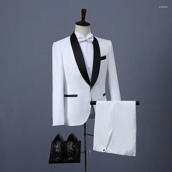 Trajes para hombre 2023, traje para hombre (traje, chaleco y pantalones), vestido de novio profesional blanco delgado, conjunto de tres piezas, envío de pajarita