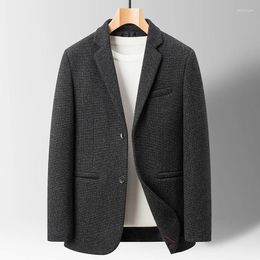 Costumes masculins 2024 Arrivée Fashion Fashion High Quality Wool épaissis Blazer Men Automne Vestes en laine pardessus Pin-Size M-4xl