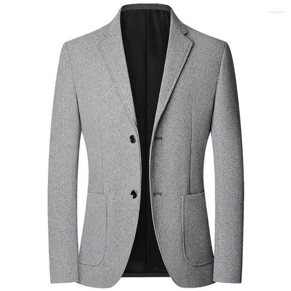 Trajes para hombres 2024 otoño hombres traje chaqueta delgada abrigo de alta calidad diseñador de negocios ropa de lujo color sólido casual top masculino blazer