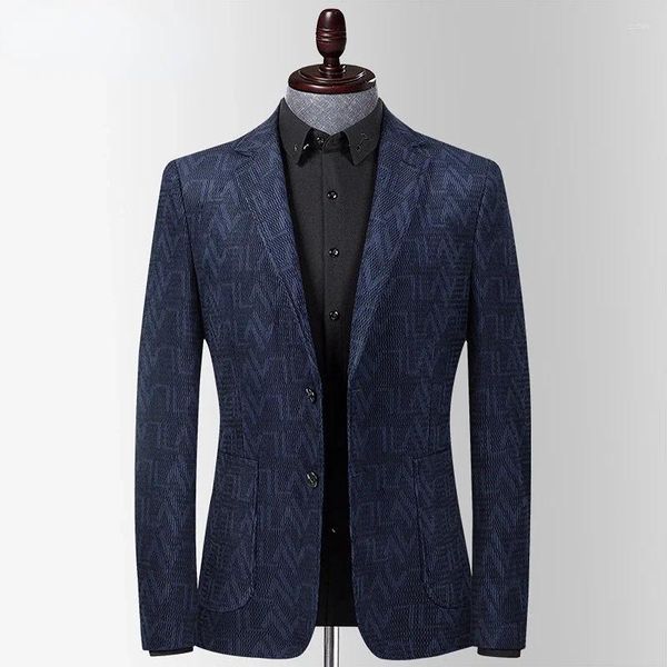 Trajes para hombres 2024 Otoño Invierno pana Jacquard tejido Blazer chaqueta prendas de vestir ajustadas traje Casual inteligente de alta calidad para hombres jóvenes