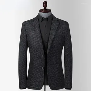 Mannen Pakken 2024 Herfst Winter Gebreide Jacquard Weave Blazer Jas Slim Fit Uitloper Smart Casual Hoge Kwaliteit Jonge Mannen pak