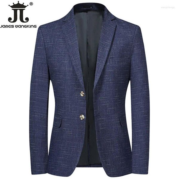 Costumes pour hommes 2024 Boutique de mode Plaid foncé Casual Costume d'affaires Veste Groom Robe de mariée Formelle Blazer Mâle Bleu Gris Noir