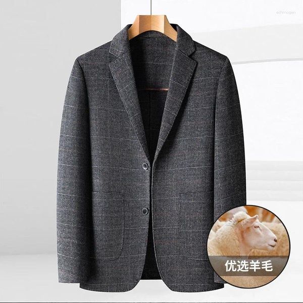 Trajes de hombre 2024-moda informal de negocios ajustado de doble cara 70% lana caballero vestido de noche coreano chaqueta de boda oficial