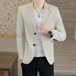 Herenpakken 2024- Fashion Business Gentleman Blazer Koreaanse Versie Trend Solid Color Wedding Ceremony Britse stijl Slim-fit pak