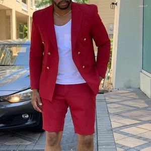 Costumes masculins 2024 Fashion Red Jacket Breft Pant pour hommes Blazers Slim Casual Slim Hombre Costume de set 2 pièces personnalisée de haute qualité Homme