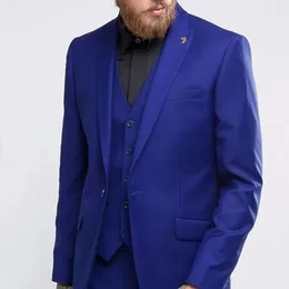 Suits para hombres 2024 Fashion Royal Blue for Men Smart Casual Fit Slim Fit Blazer Hombre Business High Quality Custom Custom 3 piezas Set disfraz