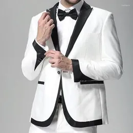 Suits para hombres 2024 Fashion White White Formal Wedding Men Groom Tuxedo Prom Prom Fit Blazers Alta calidad Custom Set 2 piezas Set disfraz