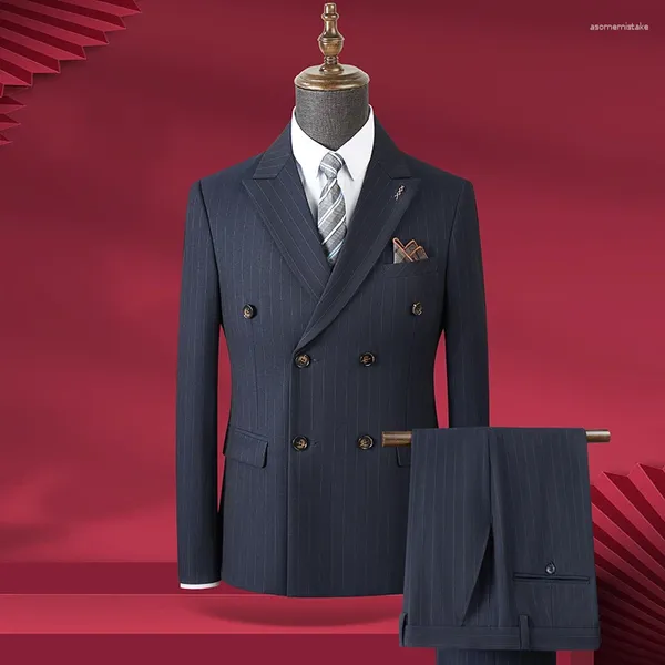 Costumes masculins 2024 Suit de mariage haut de gamme (pantalon de gilet de costume) Business décontracté mince et robe de travail de grande taille