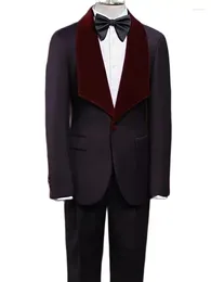 Costumes pour hommes 2024 haute qualité personnalisé large châle revers écarlate et marié smoking mode Slim Fit 2 pièces (manteau pantalon)