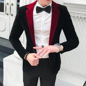 Costumes masculins 2024 Velvet en or de haute qualité Veste hommes veste robe de mariée de mode décontractée Slim Formal Blazer 2xl